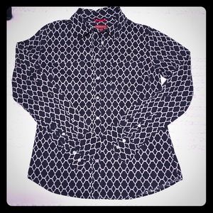 Navy Button Down Blouse